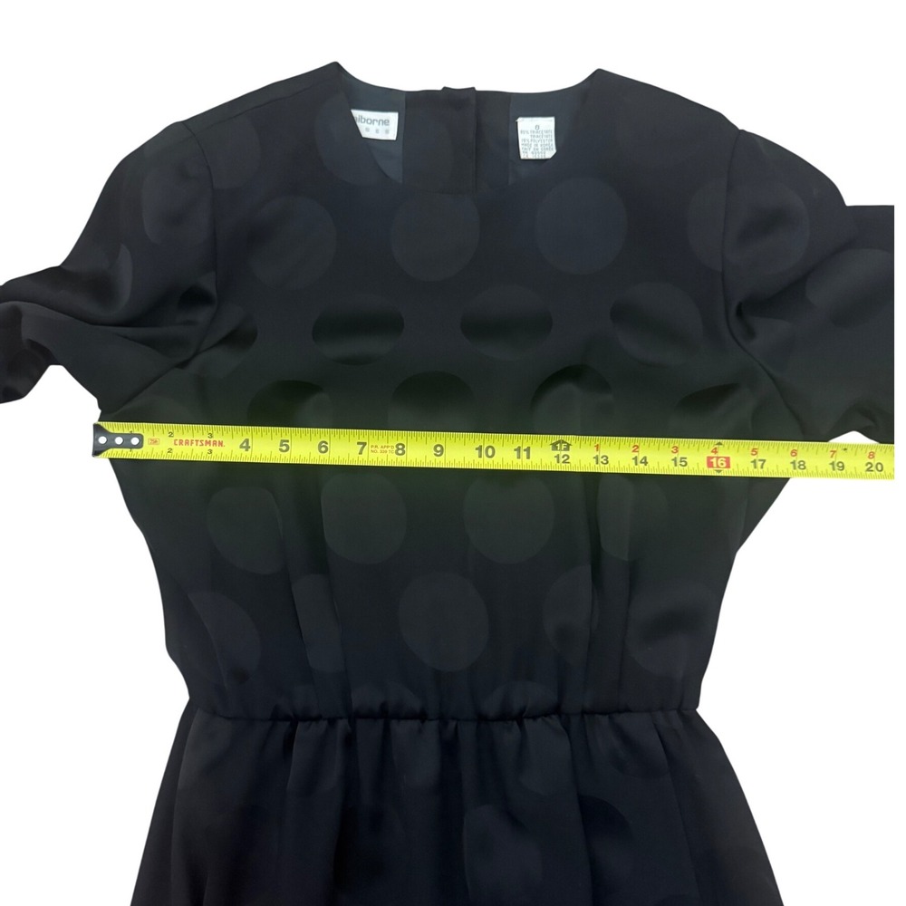 Liz Claiborne vintage Black Polka dot tulip career dress sz 8 - Picture 7 of 10
